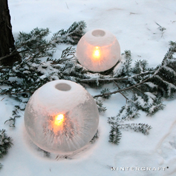 Fluted Ice Lantern Kit with Waterproof LED Puck Light with Remote -  Wintercraft